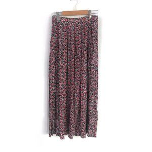 Vintage Pleated Floral Maxi Skirt